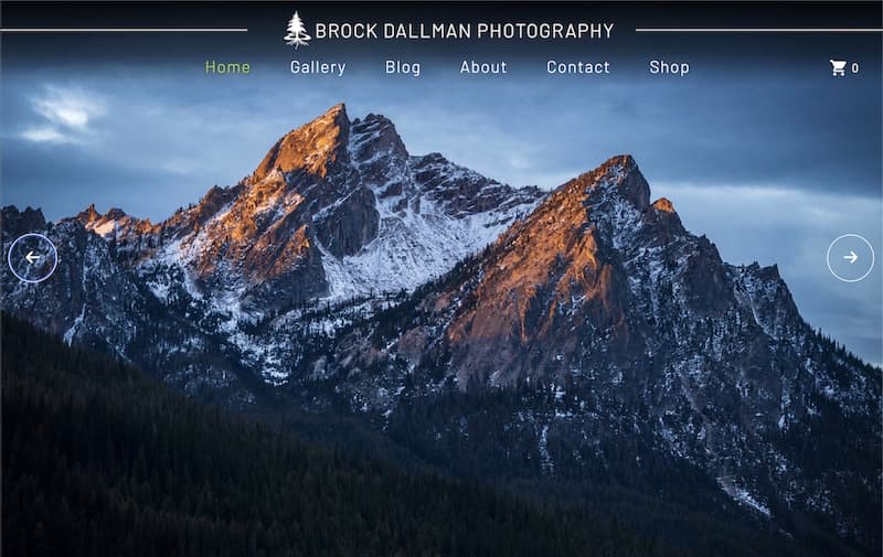 Screen shot of Brock Dallman's Brock Dallman Photography website