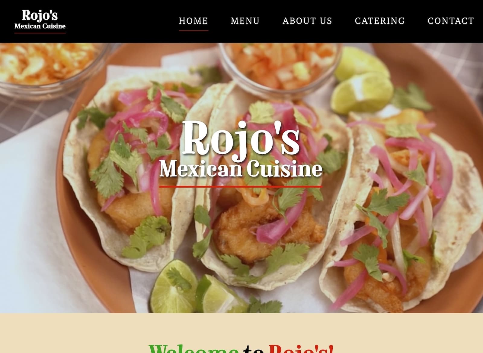 Screen shot of Brock Dallman's Rojo's Mexican Cuisine website