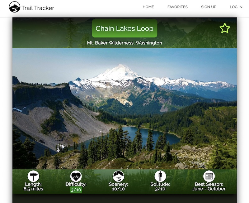 Screen shot of Brock Dallman's Trail Tracker website